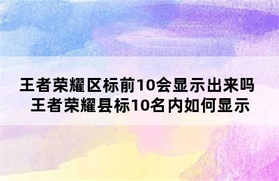 王者荣耀区标前10会显示出来吗 王者荣耀县标10名内如何显示